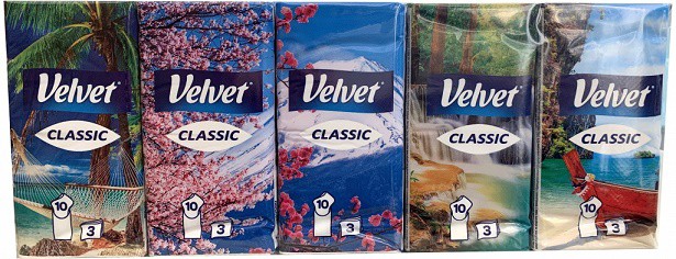 Pap. kapesníčky 3vr. Classic Velvet | Papírové a hygienické výrobky - Kapesníky